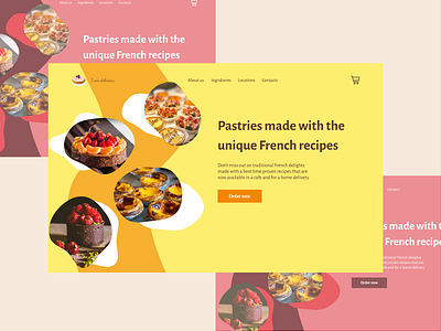 First screen for a pastry store color design graphic design ui ux