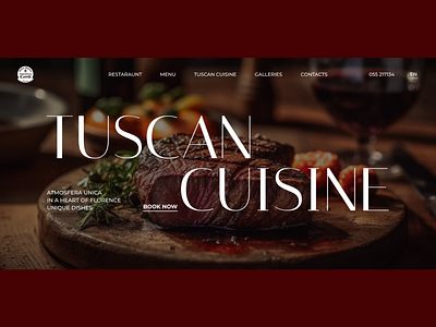 Tuscan cuisine restaurant website redesign design figma landing restaraunt typography ui webdesign