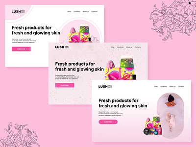 First screen options for a skin care store branding color design ui ux