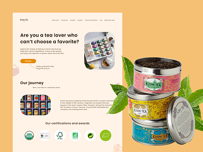 Landing page for a tea store branding color design graphic design illustration typography ui ux vector