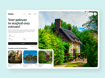 Viletta - Travel Booking Platform app design clean cottagerentals desktop graphic design minimal platform searchlist soft travel travelling ui ux