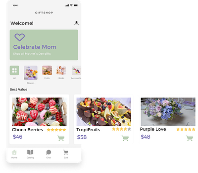 Giftshop app app graphic design ui ux