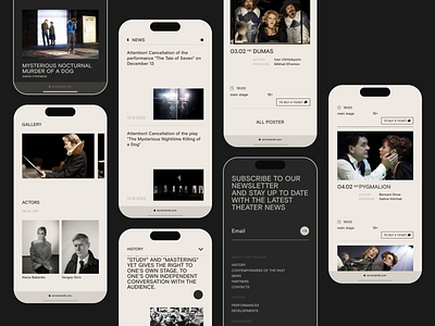 The theater's website. Mobile screens adaptive animation interface layout mobile mobile screens ui uix ux web web animation web design web interface