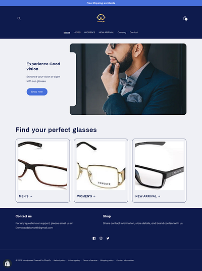 NICEGLASSES HOME PAGE design nice glasses shopify website website design