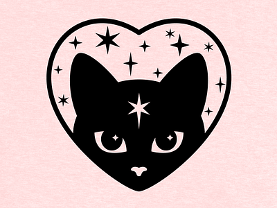 Celestial Cat | Black Magic | Pink Tee black magic cat brand illustrator celestial cat pink cat tee whimsigoth