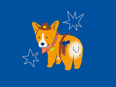 Cowboy Corgi Illustration animal art animal illustration bright color digital illustration dog art freelance illustration freelance illustrator halloween illustration illustration