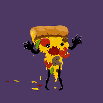 Pizzombie character food holloween illustration pizza zombie