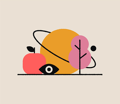 Impossible StilLife #1 apple design eye graphic design icon illustration line logo minimalist planet stilllife tree ui