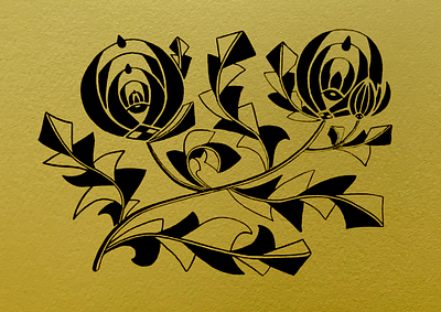 Flower Experiments - 1 - Harlequin black decorative drawing experiment floral flower gold hand drawn illustration motif tears
