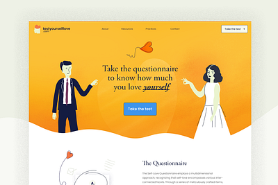 Testyourselflove homepage branding design graphic design illustration logo ui ux vector webdesign website