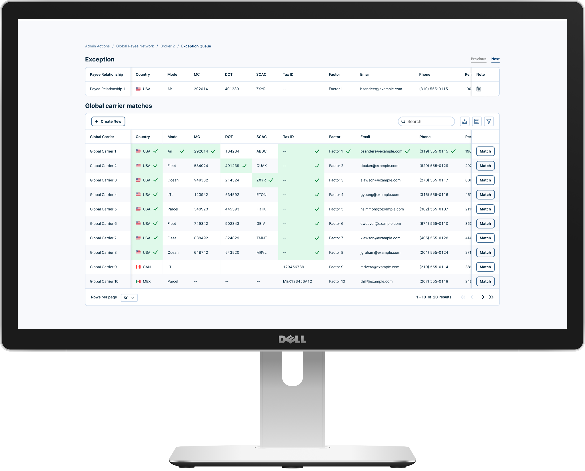 TriumphNet: UX Design admin b2b carrier data database desktop figma high fidelity internal minimal modern product design productivity prototyping record table transportation trucking ui visual design