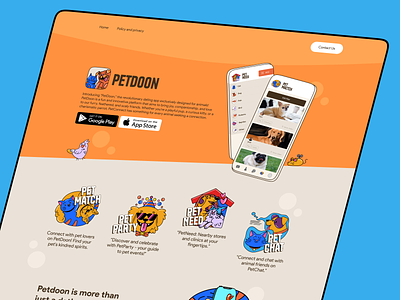 Petdoon application design download illustration landingpage procreate ui