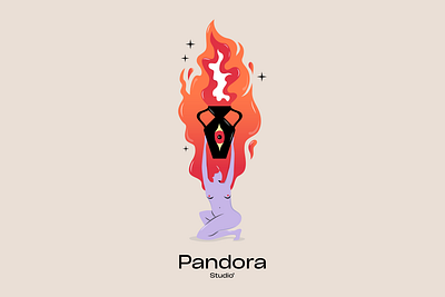 Pandora Studio illustration branding eye feminist fire illustration illustrator jar logo pandora purple studio vector illustration visual identity