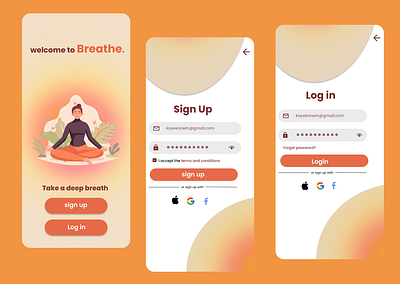 Meditation app sign up page - 001 app ui