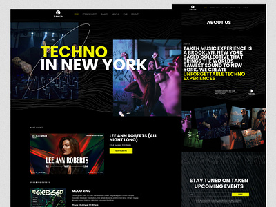 Taken Events Collective Website Design branding design system figma rsvp ticketing techno ui