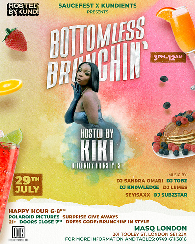 Bottomless Brunchin' digital flyer for Kundients content creation design digital flyer flyer graphic design illustration