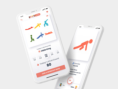 Workout App Concept app design colorful drop shadows fitness fitness app ios iphone minimalistic modern shadows ui uiux workout workout app