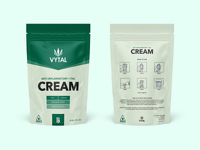 Vytal RX - Cannabis Product Packaging american bag branding cannabis cbd cream design graphic design hemo logo mylar package packaging typography vector