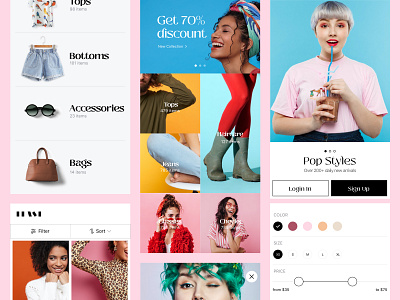 Ecommerce Concept block branding clothes clothing colorful ecommerce feminine fun happy modern sales selling ui uiux