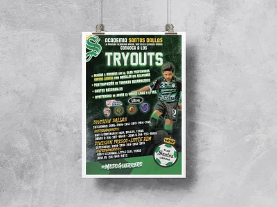 Tryouts for Santos Dallas Academy design graphic design illustration poster