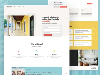 OfferFetch Website amarillo blue branding clean commercial home orange real estate residential simple teal yellow