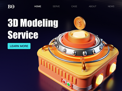 3D Modeling 3d typography ui web banner