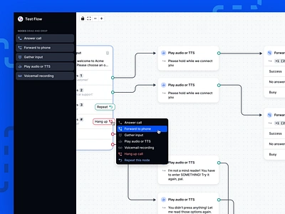 SignalWire Call Builder arrows blue brainstorm cocnnections flow flowchart grid mindmap node phone telecom voice