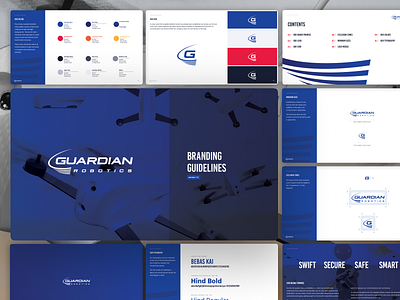 Guardian Robotics - Brand Guidelines blue brand book brand guide brand guidelines camera data drone identity red robotics security