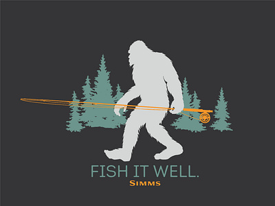 Squatch Rod bigfoot fishing fly fishing graphic design illustration sasquatch squatch tee tee shirt