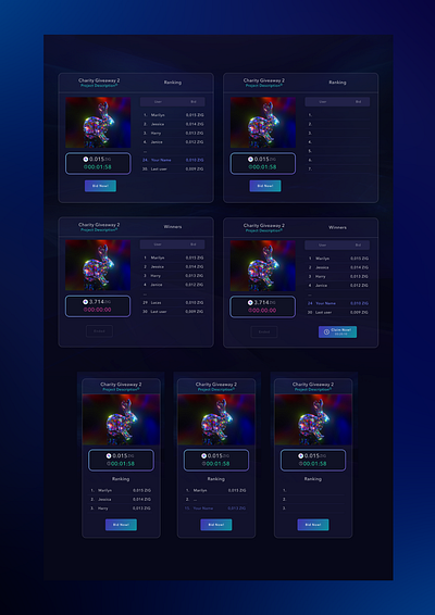UX/UI Design: NFT auction web app aution design system ui ux web3