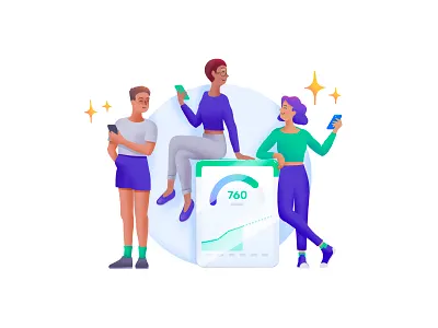 Credit Score Illustrations art direction budget budgeting character credit card credit score design process digital banking expense finance app fintech illustration money app people illustration personal finance savings sketching tracking ui illustration wallet