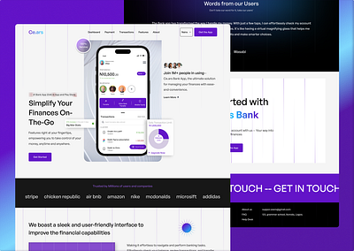 Ce.ars Landing Page UI app bank app bankapp design finance scan ui
