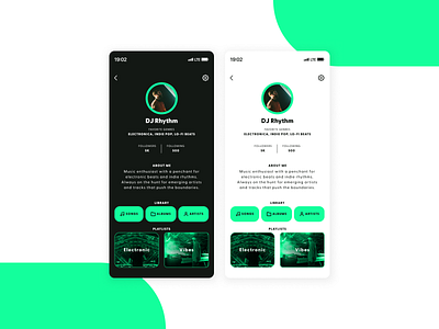 Daily UI Challenge #006 app dark mode light mode mobile music profile ui