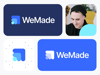 WeMade - Logo Design agency arrows blue brand brand identity branding clean crm design growth icon logo design marketing minimal product saas strategy supply chain ui visual identity