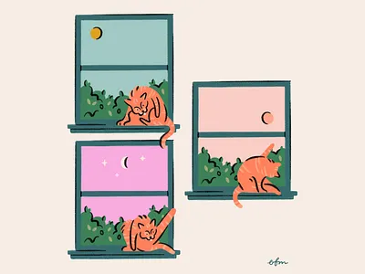 Cat in the Window animal cat cat illustration cat mom design hand drawn illustration illustrator pet procreate window