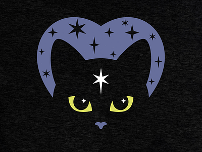 Celestial Cat | Heart | Black Tee goth clothing