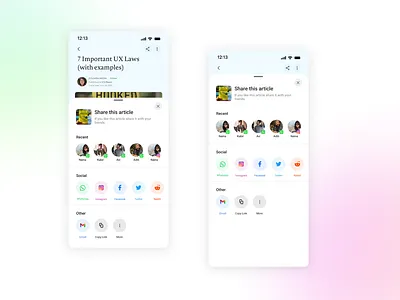 Daily UI Challenge | Day 10 | Social Share 100daysdailyuichallenge app article sharing dailyui day10 design figma mobile app share sharing social social media social share socialshare