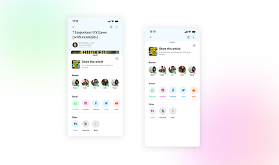 Daily UI Challenge | Day 10 | Social Share 100daysdailyuichallenge app article sharing dailyui day10 design figma mobile app share sharing social social media social share socialshare
