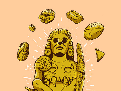 Gusto Bread aztec design digital illustration merchendise
