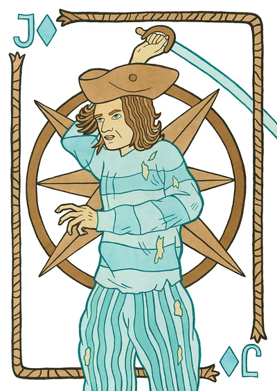 Jack of Diamonds Pirate Playing Card design game illustration