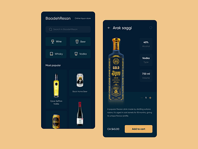 Liquor Store App (Concept) alcohol beer drink e commerce liquor mobile persian product design vodka whisky wine