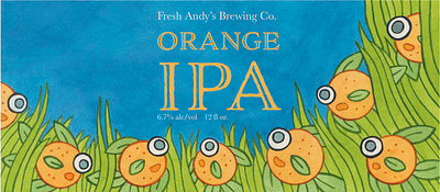 Fresh Andy's Orange IPA Label branding design graphic design illustration