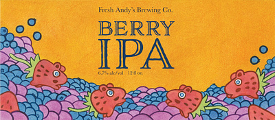 Fresh Andy's Berry IPA Label branding design graphic design illustration