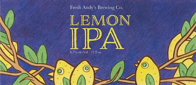 Fresh Andy's Lemon IPA Label branding design graphic design illustration