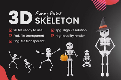Skeleton - 3D Illustrations 3d 3d illustration 3d skeleton blender skeleton