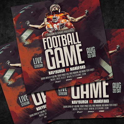 Football Game Flyer canadian football download event flyer football flyer poster psd sport square flyer