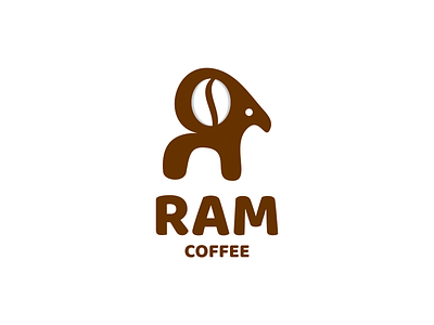 RAM coffee logo animal goat app branding coffee design drink dual meaning graphic design icon illustration logo ram ui ux vector