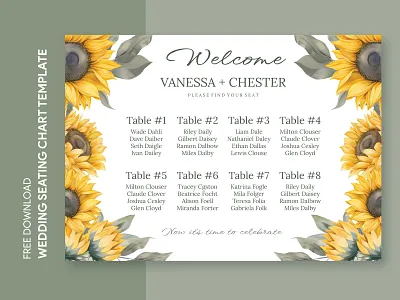 Sunflower Wedding Seating Chart Free Google Docs Template arrangement ceremony chart docs document engagement google map marriage ms nuptials plan print printing seating sunflower template templates wedding word