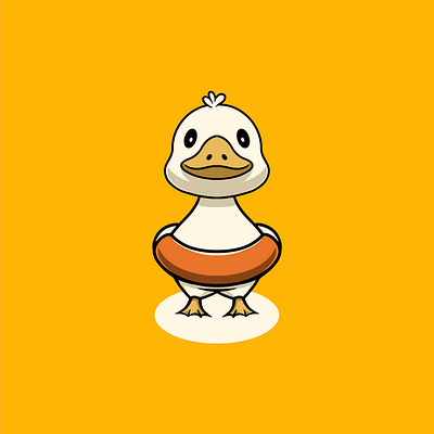 Cute Duck Swimming Illustration branding graphic design party ui