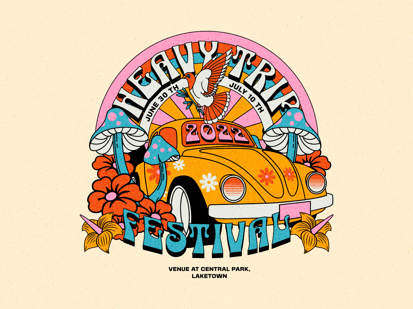 Heavy Trip Festival apparel art branding car clothing brand design fest festival flower graphic design illustration logo merchandise monoline old retro t shirt trip typography vector